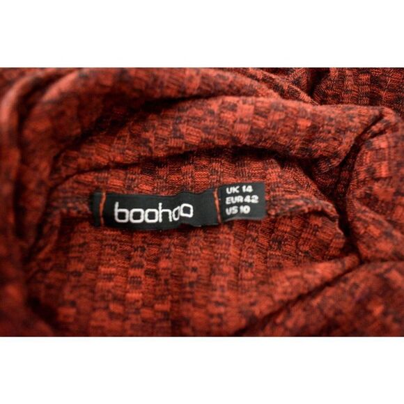 Boohoo Open Sides Slit Burnt Orange Turtleneck Tunic Sweater Fall Size 10 - Picture 7 of 7